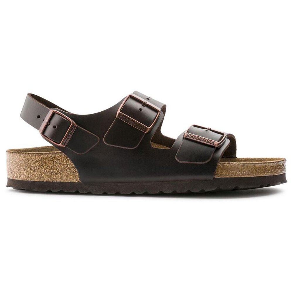 NEW Birkenstock Milano Soft Footbed Smooth Leather Amalfi Testa Di Moro Sandals - Picture 2 of 7